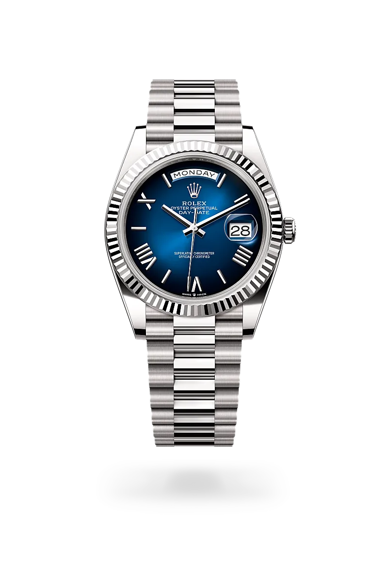 rolex day-date in 18 ct white gold, m228239-0076 - dafc