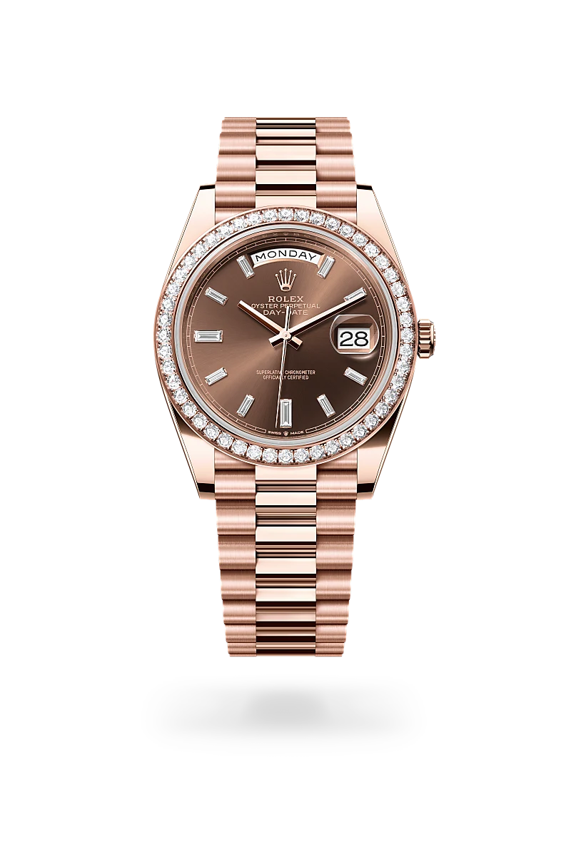 rolex day-date in 18 ct everose gold, m228345rbr-0006 - dafc