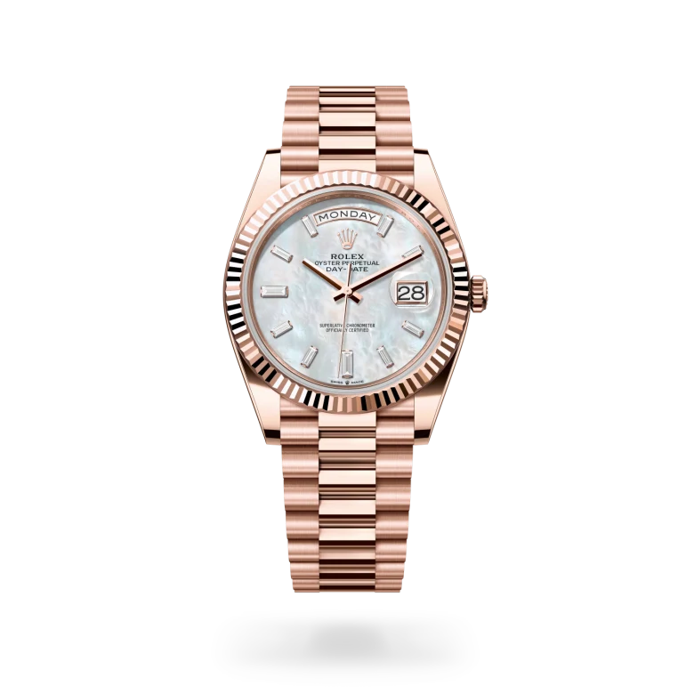rolex day-date in 18 ct everose gold, m228235-0056 - dafc