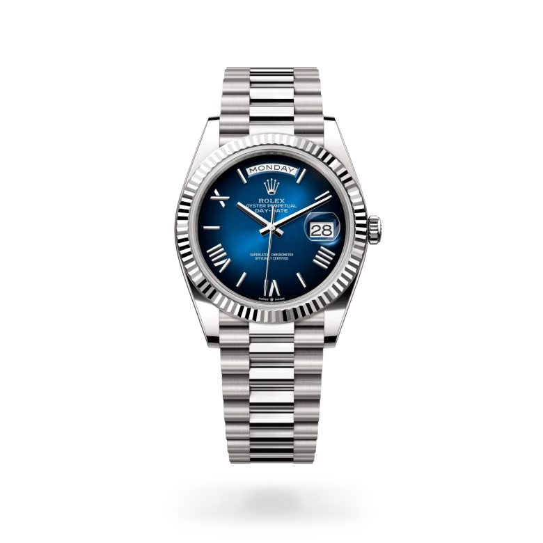 rolex day-date in 18 ct white gold, m228239-0076 - dafc